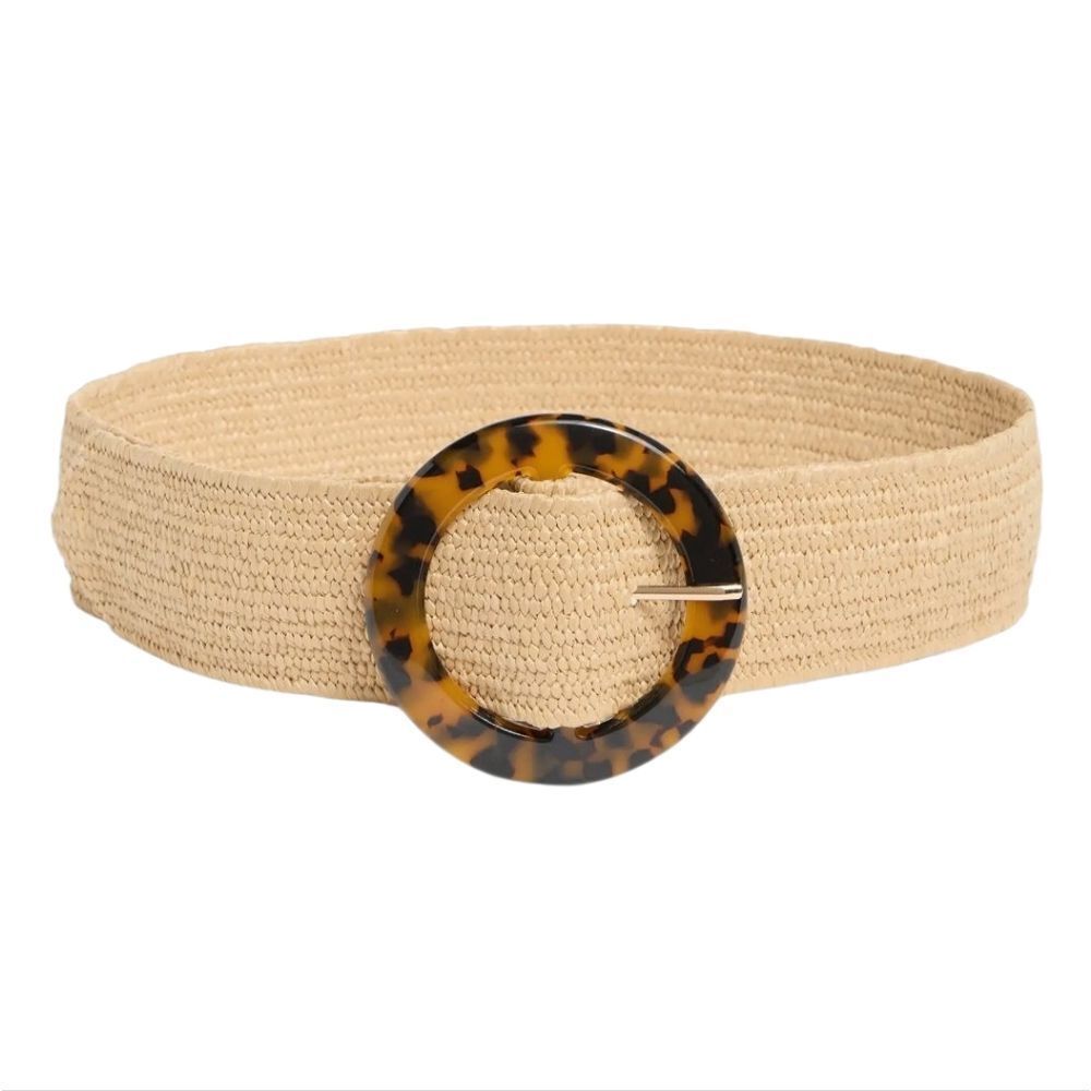 Nordstrom Beige Woven Belt with Tortoiseshell Buckle